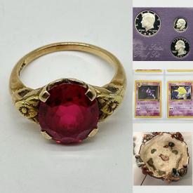 MaxSold Auction: This online auction features coins, gold jewelry, Mexican sterling jewelry, silver jewelry, watches, vintage tins & bottles, stereo components, art pottery,  Royal Copenhagen year plates, stone carvings, comics, vintage cameras, sports trading cards, Pokemon cards, and more!