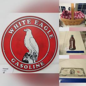 MaxSold Auction: This online auction features metal signs, sports trading cards, Longaberger baskets, banknotes, coins, comics, teacup/saucer sets, vintage radio, inflatable costumes, art glass, hand tools, vinyl records, vintage die-cast cars, and much, much, more!!!