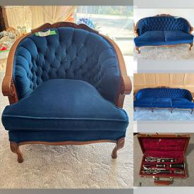 MaxSold Auction: This online auction features vintage Victorian style sofas & chair, lawnmowers, vintage clarinet, oak desk, small kitchen appliances, crafting supplies, computer gear, TV, yard tools, pressure washer,  power & hand tools, and much more!!!