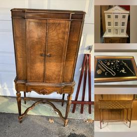 MaxSold Auction: This online auction features stained glass panel, vintage cabinet, sports memorabilia, costume jewelry, toys, fabric, dollhouse & furniture, and more!!