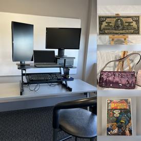 MaxSold Auction: This online auction features standing desk & chair, comics, lawnmower, TV, antique stoneware, art pottery, vinyl records, graphic novels, Star Trek watch, coins, banknotes, puzzle, DVDs, monitors, and more!!