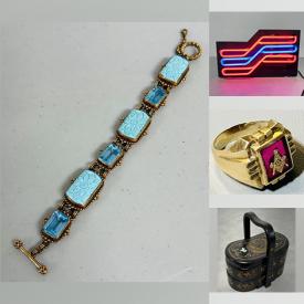 MaxSold Auction: This online auction features Drew Ellwood toys, art glass, teacup/saucer sets, vintage Chinese cloisonne, neon sign, watches, jade pendant, pocket watches, turquoise jewelry, vintage collectible trains, and much, much, more!!!