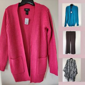 MaxSold Auction: This online auction features new women’s clothing such as sweater jackets, hoodies, dresses, tops, pants, pajamas, scarves, rings, bracelets, pendants, lockets, pins, key chains, watch bands, belts, skirts, handbags, shoes, and chandelier, toss pillow, and much more!!