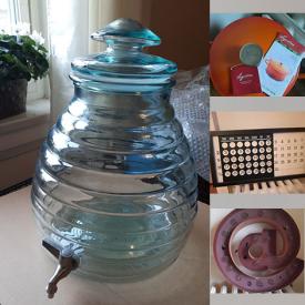 MaxSold Auction: This online auction features vintage Pyrex, brass floor lamp, monitor, electric fireplace, mirrors, area rug, secretary desk, beauty appliances, costume jewelry, steamer, yard tools, leather couch, and much, much, more!!!