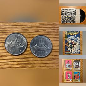 MaxSold Auction: This online auction features comics, sports trading cards, NIP action figures, sports collectibles, vinyl records, coins, vintage marbles, Smurf collectibles, Disney collectibles, pewter ornaments, stamps, and much, much, more!!!