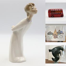 MaxSold Auction: This online auction features vintage bottles, Lladro figurines, vintage toys, coins, banknotes, desks, framed wall art, soapstone carvings, Japanese tea sets, teacup/saucer sets, and much, much, more!!!\n