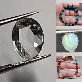 MaxSold Auction: This online auction features gemstone bracelets and loose gemstones such as topaz, sapphires, garnets, opals, tourmaline, moonstones, obsidian, rubies, quartz, prehnite, and much, much, more!!