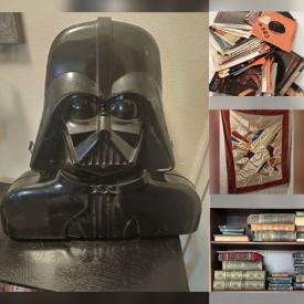 MaxSold Auction: This online auction features Star Wars collectibles, costume jewellery, vinyl records, dollhouse, antique Empire sofa, mantel clock, vintage fishing tackle, antique Mission-style desk, sewing machine, barstools, vintage toys, comics, Legos, vintage Oriental rug, hand tools, lawnmower, bike, vintage tools, yard tools, antique dressing table, outdoor fountain, vintage spinning wheel, and much, much, more!!!