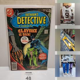 MaxSold Auction: This online auction features comics, sports trading cards, Star Trek collectibles, laptop, power tools, sports collectibles, pet products, small kitchen appliances, watch, stamps, video games, office supplies, monitor, DVDs, figural lamp, vinyl records, printer, pallet jack, water purifier, printer, vintage secretary desk, portable AC units, grease trap, and much, much, more!!!