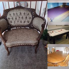 MaxSold Auction: This online auction features antique furniture, exercise equipment, slate top pool table, BBQ grill, movie posters, patio furniture, BBQ grill, lawnmower, power tools, and much more!!