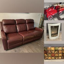 MaxSold Auction: This online auction features leather reclining sofa, pedal truck, electric fireplace,  small kitchen appliances, wall art, kids puzzles, Hula chair, wall mask, commercial metal & glass displays, pinball machine, winter tires, and much more!