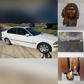 MaxSold Auction: This online auction includes 2001 BMW sedan, seasonal decor, Coca Cola store clock sign, electronics, shoes, accessories, wall art, books, Waterford crystal, ukuleles, DecoHome portable washing machine, acoustic guitar, CDs, DVDs, brassware, antique spindle bed, African birthing chair, granite table top pieces, lamps, Lenox items, jewelry, Barbies and other toys, knick knacks, art supplies, cameras, sports cards and many more!