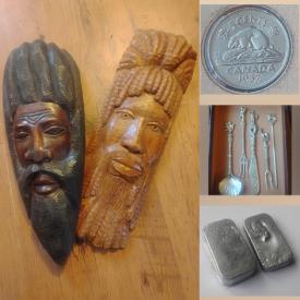 MaxSold Auction: This online auction features ancient coin, antique bottle, comics, wood masks, watches, pewter casting bars, coins, Pokemon cards, collector spoons, and more!!n