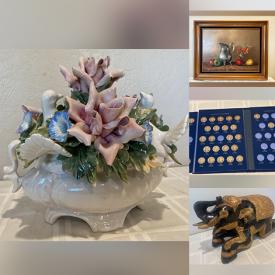 MaxSold Auction: This online auction includes wall art, chandelier, books, CDs, DVDs, trading cards, clothing, accessories, Betsy Ross decorative plate, ephemera, Lenox porcelain figure, coins, vinyl records, chairs, posters, ceramic pitcher, Datchung tea set and more!