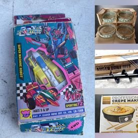 MaxSold Auction: This online auction includes magazines, crystalware, small kitchen appliances, servingware, books, VHS, baseball cards, dry erase board, electronics, seasonal decor and more!