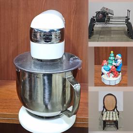 MaxSold Auction: This online auction features small kitchen appliances, power & hand tools, porcelain dolls, TVs, toys, planters, yard tools, pet products, craft kits, antique furniture, cookie jars, stained glass lamps, novelty teapots, hurricane lamps, clown collectibles, vintage Pyrex, teacup/saucer sets, desks, Raggedy Ann collectibles, blanket chest, jewelry armoire, pressure washer, bar stools,  and much, much, more!!!