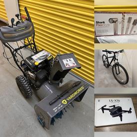 MaxSold Auction: This online auction includes a seat rack bag, ball mounts, couplers, Shark Speedstyle and other hair styling tools, hand tools, hardware, hunting blind, hoverboard, patio umbrella, bicycle, mini drone, snow thrower, desk lamp, comic books, toys, ventilation fan and more!