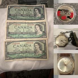 MaxSold Auction: This auction features Silver $20, $25 and $50 coins, Dollar Coins, Vintage Paper Money, Waltham Pocket Watch, Pocket Watches and much much more!