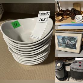 MaxSold Auction: This online auction includes kitchenware, glassware, small kitchen appliances, Hatco food warmer, rubber mats, floor cleaner, electronics, wall art, power set, accordion, decor, office supplies, entertaining supplies, sports equipment, work lights, space heaters, camping supplies, decor and much more!