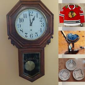 MaxSold Auction: This online auction includes china, Moorcroft pottery, wall art, carvings, wool cap, jewelry, accessories, coins, hockey figures, Dr. Dolittle doll, shoes, magazines, vinyl records, Crosley turntable, music box, regulator clock, sculptures, Kodak brownie camera, Sangwe baskets and much more!