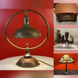 MaxSold Auction: This online auction includes wall art, mirrors, pottery, figurines, vases, glassware, oil lamps, silverplate, desk lamp, pressed glass, sconces, Royal Worcester and other china, Hummel figures, wall hanging shelves, tureen, turntable phonograph, teapots, two tiered cake stand, seasonal decor and more!