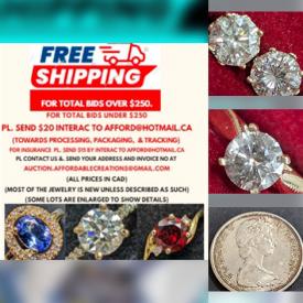 MaxSold Auction: This online auction features gemstone jewelry, gold jewelry, silver jewelry, jewelry findings, ring boxes, jeweler’s loupes, coin, parfum, and loose gemstones such as sapphires, moissanite, moonstones, agate, garnets, peridots, opals, citrines, emeralds, amethyst, and much, much, more!!