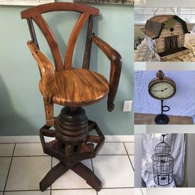 MaxSold Auction: This online auction features Thomas Paccon ornaments, art pottery, Carnival glass, vintage book, new earrings, antique Ox-wheel stools, antique mantle clock, birdcages, planters, German botanical pictures, antique bench, and much more!