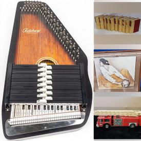 MaxSold Auction: This online auction includes toys, coins, vintage electronics, comic books, trading cards, Oscar Schmidt autoharp, books, china, jewelry, accessories, magazines, Kodak camera, vintage safety razors, light fixtures, carvings, clothing, wall art and much more!