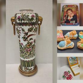 MaxSold Auction: This online auction features antique books, stone carving, Royal Doulton figurines, Lladro figurines, art glass, art pottery, fabric, collector spoons, vintage Pyrex, Pendelfins collection, vintage milk glass, copper display plates, Asian vases, vintage jewelry, and much, much, more!!!