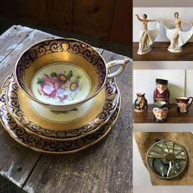 MaxSold Auction: This online auction includes wall art, jewelry, accessories, sterling silver items, crystalware, coins, porcelain bowl, seashells, Chinese figurine, vintage china, Royal Doulton figures, porcelain miniatures, brass box, snowshoes and more!