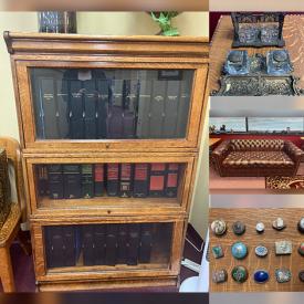 MaxSold Auction: This online auction includes file cabinets, kitchen table, chairs, side table, rolltop desk, office chairs, antique rocker, barrister bookcase and other furniture, dolls, Comanche china plate, lamps, animal figures, bookends, mask, vibration platform, Asian rug and more!