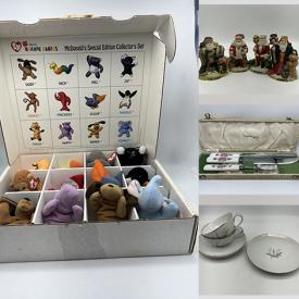 MaxSold Auction: This online auction includes crystal dishware, stoneware, decoupage decor, vintage wall pockets, porcelain bell, glassware, figurines, Cristal D’Arques, Royal Crown Derby carving set, art glass, seasonal decor, pottery, Beanie Babies, Grafton and other china, barware and much more!