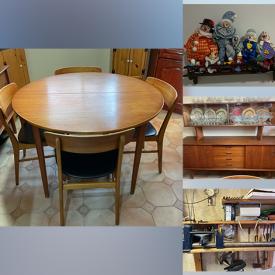 MaxSold Auction: This online auction includes a dining table, dropleaf table, dresser, lounge chairs, cabinets, dressers, chests, leather recliner, upholstered loveseat, MCM cabinet, sofa bed, leather chair and other furniture, door knobs, silverplated cutlery, yarn supplies, country decor, luggage, Danby dehumidifier, organ, china, glassware, clocks, lamps, seasonal decor, tools, hardware and more!