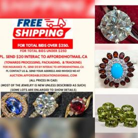 MaxSold Auction: This online auction features gemstone jewelry, coins, jewelry findings, silver jewelry, new ring boxes, jeweler’s loupes, perfume, and loose gemstones such as sapphires, diamonds, cubic zirconia, opals, topaz, moissanite, rubies, amethysts, pearls, emeralds, moonstones, garnets, and much, much, more!!!