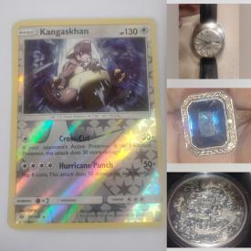 MaxSold Auction: This online auction features sports trading cards, Pokemon cards, men’s watch, gemstone jewelry, coins, cast iron teapots, game, and much more!!