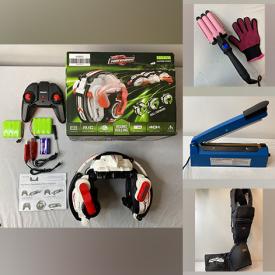 MaxSold Auction: This online auction includes a self cleaning brush, curling iron and other hair tools, LED lights, humidifier, massage tools, antenna, clock, electronics, LED boat lights, curtains, water pump, pet supplies,  vinyl records, Christmas lights, mini chainsaw, power bank and much more!