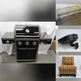 MaxSold Auction: This online auction includes tables, chairs, cabinets, entertainment center, sofa and others, bicycles, cleaning tools, pendant lights, Coleman BBQ grill, exercise system, pet enclosure and more!