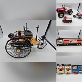 MaxSold Auction: This online auction includes Maisto, Hot Wheels, Johnny Lightning, John Deere, Parts Plus, NASCAR, Tootsie Toy and other diecast toy cars, Central Pneumatic mini air compressor, plane models, diecast car coin banks, decorative plates and more!