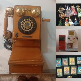 MaxSold Auction: This online auction includes kitchenware, silverware, scripture bookends, decor, frames, clowns, wall hanging phone, porcelain dolls, wall art, beer steins, cassette tapes, has, accessories, jewelry, watches, spinning teetotrum, vintage Gameboys, controllers, trading cards and many more! n