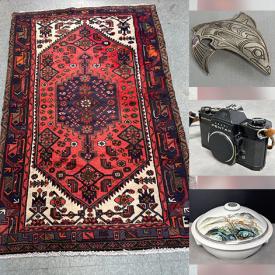 MaxSold Auction: This online auction includes jewelry, accessories, lamps, Persian rugs, wall art, sculptures, MCM crystal vase, Coach bags, cameras, silver items, Hammersley and other china, Waterford crystal, porcelain statues, Royal Doulton figurines and more!