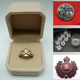 MaxSold Auction: This online auction features commemorative tokens, vintage cookie stamp, coins, currency, antique books, vintage jewelry, art glass, vintage ashtray, cap badges, silver charm bracelet, vintage toys, Hoselton sculptures, perfume bottle, and much more!