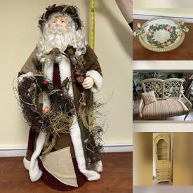 MaxSold Auction: This online auction includes seasonal decor, boxes, candle holders, clock, decorative plate, flower arrangements, dog statues, chairs, bench, Brother typewriter, pottery, wall art, servingware and more!