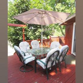 MaxSold Auction: This online auction Garden tools, Garden decor and Garden Furniture including Keter Outdoor Storage, Patio Table, plant pots, Lawn Care Products, Leaf Sweeper, Metal Deck Stakes, Chaftsman Chainsaw, Rain Barrels, and much more!