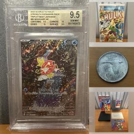 MaxSold Auction: This online auction features Pokemon cards, comics, video games, coins, vinyl records, camera & lenses, marble slabs, and more!