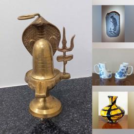 MaxSold Auction: This online auction features area rugs, Limoges figurine, art glass, antique pottery, soapstone carvings, teacup/saucer sets, art pottery, Michael Lonechild prints, Chinoiserie platter, Danny Dennis prints, vintage folding table screen, Hoselton sculpture, Indian drums, Blue Willow plates, Foo Dog statues, cast bronze sculpture, Hummels, ginger jar, Evesham, and much, much, more!!!