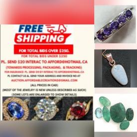 MaxSold Auction: This online auction features gemstone jewelry, silver jewelry, jeweler’s loupes, ring boxes, coins, jewelry findings, and loose gemstones such as quartz, peridots, opals, rubies, emeralds, sapphires, tanzanites, garnets, and much, much, more!!!