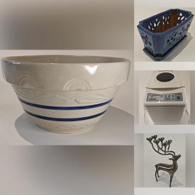 MaxSold Auction: This online auction features Khokhloma piece, espresso cups, clay teapot, egg cups, vintage tin music box, cast iron teapot, game, jam pan, mason jars, vintage crock, pot rack, planters, small kitchen appliances, and more!!