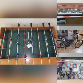 MaxSold Auction: This online auction features foosball table, stereo components, karaoke, framed sports posters, DVDs, electric keyboard, games, water skis, rollerblades, bike, RC car, women’s shoes, exercise equipment, kids\' ride-on car, outerwear, and much, much, more!!!