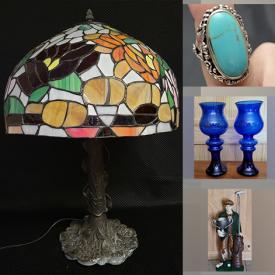 MaxSold Auction: This online auction features art glass, vintage ashtrays, Quimper bowl, Indigenous artwork, Uranium glass, Ruby Red glass, cookie jar, Fenton glass, Depression glass, CDs, new Trends posters, DVDs, new PEZ dispensers, new interactive learning, pet products, art pottery, cast iron doorstops, leather jackets, perfume bottles, silver/turquoise jewelry, watches, Tiffany-style lamp, vintage Hummels, leather face mask, and much, much, more!!!