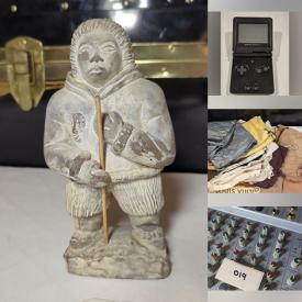 MaxSold Auction: This online auction features Indigenous soapstone carvings, Eslau pottery, vintage buttons, antique tin, antique horse hames, children’s books, video console, video games, teacup/saucer sets, toys, dollhouse furniture, copper art, wood carving, art glass, fishing gear, and more!